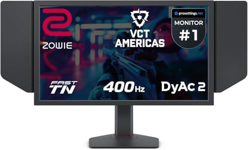 BenQ Zowie XL2566X+ | 24.1 | Monitor de juegos Fast TN 400Hz para deportes electrónicos | Claridad de movimiento DyAc2 | 1080p | Ajuste XL para compartir | Capucha de blindaje | Nuevo ajuste de altura de rodamiento de bolas de grado industrial