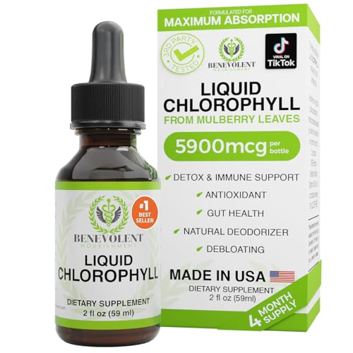 Gotas líquidas de clorofila - Aumento de la energía | Apoyo del sistema inmunológico | Desodorante interno | Enfermedad de altitud. Calidad prémium: 100% natural, potente, sabor a menta, absorción 2X.