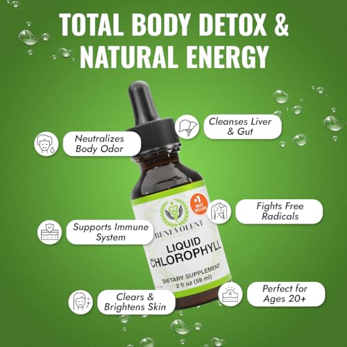 Gotas líquidas de clorofila - Aumento de la energía | Apoyo del sistema inmunológico | Desodorante interno | Enfermedad de altitud. Calidad prémium: 100% natural, potente, sabor a menta, absorción 2X.