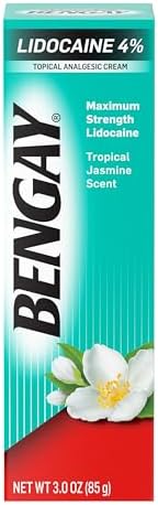 Bengay Lidocaine Pain Relief Cream  Maximum Strength OTC  Non Greasy Topical Analgesic with 4  Lidocaine to Desensitize Nerves  Numbing Cream with a Soothing Jasmine Scent  3 oz