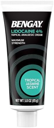 Bengay Lidocaine Pain Relief Cream  Maximum Strength OTC  Non Greasy Topical Analgesic with 4  Lidocaine to Desensitize Nerves  Numbing Cream with a Soothing Jasmine Scent  3 oz