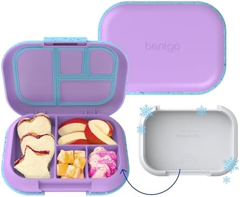 Bentgo Chill Kids Leak Proof Lunch Box   4 Compartment Bento Box with Built In Ice Pack  3 3 Cup Capacity  PFAS & BPA Free  Microwave & Dishwasher Safe  Ideal Size for Ages 3 to 7  Vivid Orchid 