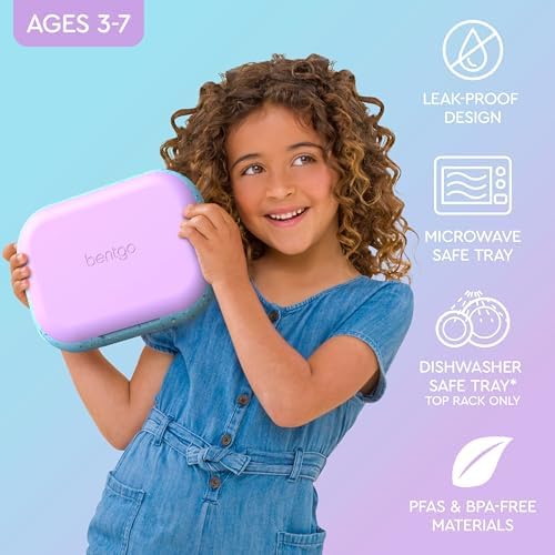 Bentgo Chill Kids Leak Proof Lunch Box   4 Compartment Bento Box with Built In Ice Pack  3 3 Cup Capacity  PFAS & BPA Free  Microwave & Dishwasher Safe  Ideal Size for Ages 3 to 7  Vivid Orchid 