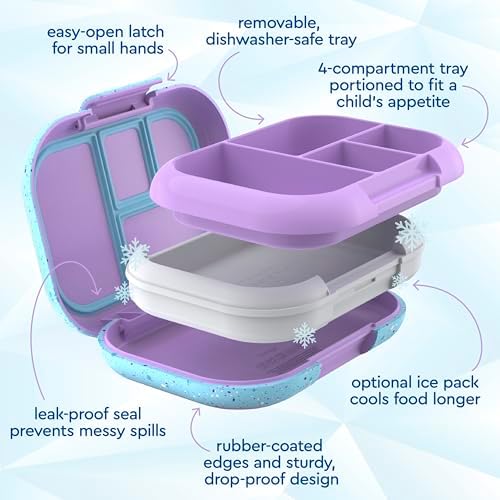 Bentgo Chill Kids Leak Proof Lunch Box   4 Compartment Bento Box with Built In Ice Pack  3 3 Cup Capacity  PFAS & BPA Free  Microwave & Dishwasher Safe  Ideal Size for Ages 3 to 7  Vivid Orchid 