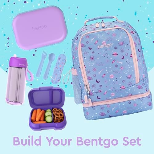 Bentgo Chill Kids Leak Proof Lunch Box   4 Compartment Bento Box with Built In Ice Pack  3 3 Cup Capacity  PFAS & BPA Free  Microwave & Dishwasher Safe  Ideal Size for Ages 3 to 7  Vivid Orchid 