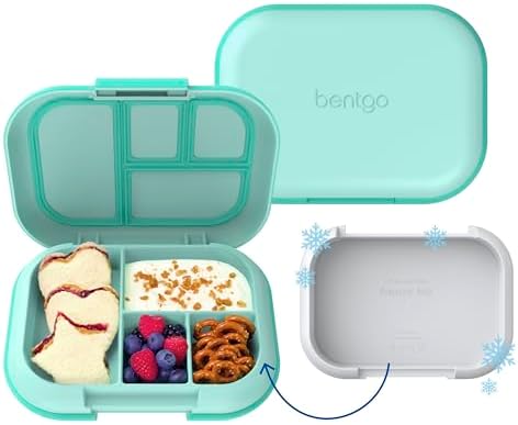 Bentgo Chill Kids Leak Proof Lunch Box   4 Compartment Bento Box with Built In Ice Pack  3 3 Cup Capacity  PFAS & BPA Free  Microwave & Dishwasher Safe  Ideal Size for Ages 3 to 7  Vivid Orchid 