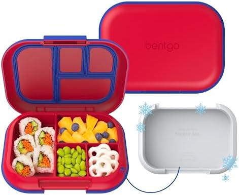 Bentgo Chill Kids Leak Proof Lunch Box   4 Compartment Bento Box with Built In Ice Pack  3 3 Cup Capacity  PFAS & BPA Free  Microwave & Dishwasher Safe  Ideal Size for Ages 3 to 7  Vivid Orchid 