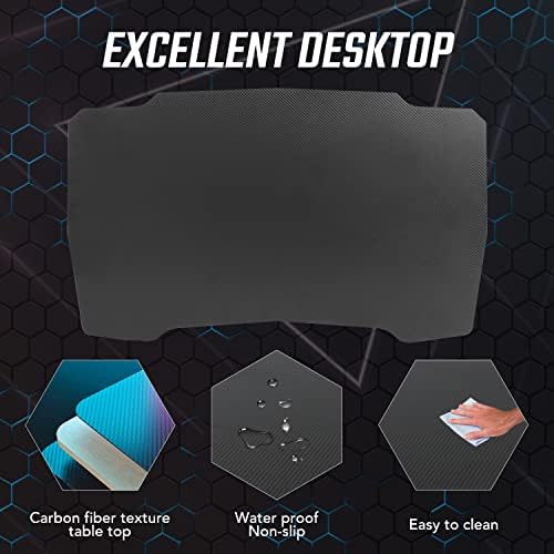 BestOffice   47 Gaming Desk   Red   Carbon Fiber Textured Computer Desk   Sturdy Steel Frame  Cup Holder  Headphone Hook  Cable Management Holes  Adjustable Leg Pads   for Gamers  Home  Office