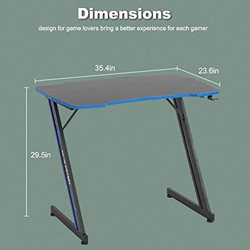 BestOffice   47 Gaming Desk   Red   Carbon Fiber Textured Computer Desk   Sturdy Steel Frame  Cup Holder  Headphone Hook  Cable Management Holes  Adjustable Leg Pads   for Gamers  Home  Office