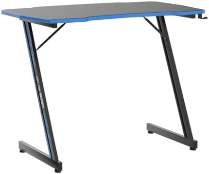 BestOffice   47 Gaming Desk   Red   Carbon Fiber Textured Computer Desk   Sturdy Steel Frame  Cup Holder  Headphone Hook  Cable Management Holes  Adjustable Leg Pads   for Gamers  Home  Office