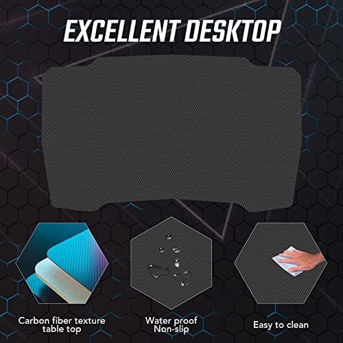 BestOffice   47 Gaming Desk   Red   Carbon Fiber Textured Computer Desk   Sturdy Steel Frame  Cup Holder  Headphone Hook  Cable Management Holes  Adjustable Leg Pads   for Gamers  Home  Office