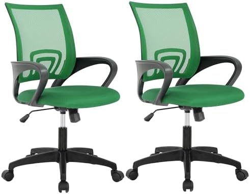 BestOffice   Ergonomic Office Chair   Mid Back Swivel Desk Chair   Breathable Backrest & Lumbar Support   Adjustable Height   Sponge Seat   Rolling Wheels   Dark Black   for Adults & Women