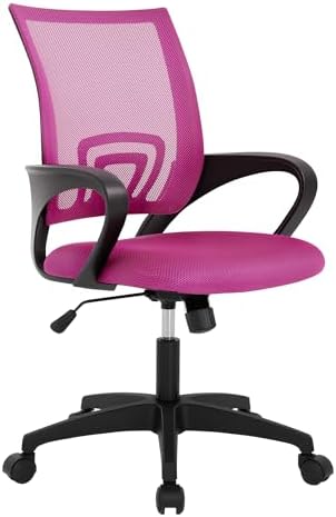 BestOffice   Ergonomic Office Chair   Mid Back Swivel Desk Chair   Breathable Backrest & Lumbar Support   Adjustable Height   Sponge Seat   Rolling Wheels   Dark Black   for Adults & Women