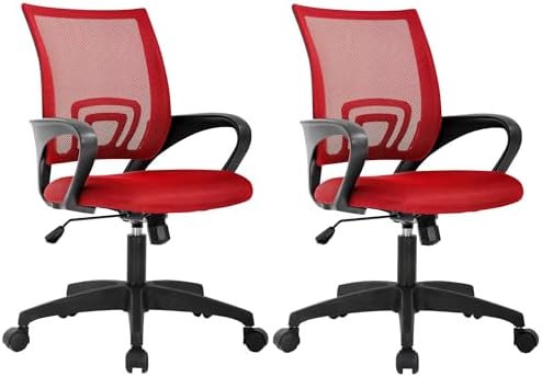 BestOffice   Ergonomic Office Chair   Mid Back Swivel Desk Chair   Breathable Backrest & Lumbar Support   Adjustable Height   Sponge Seat   Rolling Wheels   Dark Black   for Adults & Women