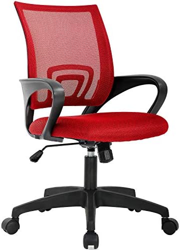 BestOffice   Ergonomic Office Chair   Mid Back Swivel Desk Chair   Breathable Backrest & Lumbar Support   Adjustable Height   Sponge Seat   Rolling Wheels   Dark Black   for Adults & Women