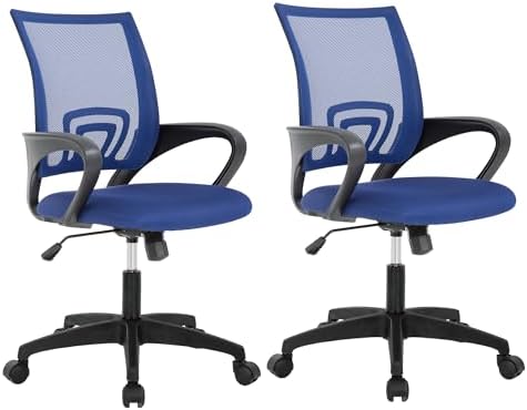 BestOffice   Ergonomic Office Chair   Mid Back Swivel Desk Chair   Breathable Backrest & Lumbar Support   Adjustable Height   Sponge Seat   Rolling Wheels   Dark Black   for Adults & Women