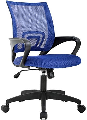 BestOffice   Ergonomic Office Chair   Mid Back Swivel Desk Chair   Breathable Backrest & Lumbar Support   Adjustable Height   Sponge Seat   Rolling Wheels   Dark Black   for Adults & Women