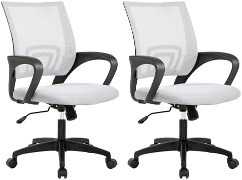 BestOffice   Ergonomic Office Chair   Mid Back Swivel Desk Chair   Breathable Backrest & Lumbar Support   Adjustable Height   Sponge Seat   Rolling Wheels   Dark Black   for Adults & Women