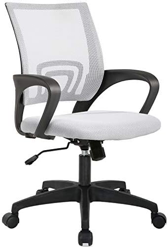BestOffice   Ergonomic Office Chair   Mid Back Swivel Desk Chair   Breathable Backrest & Lumbar Support   Adjustable Height   Sponge Seat   Rolling Wheels   Dark Black   for Adults & Women