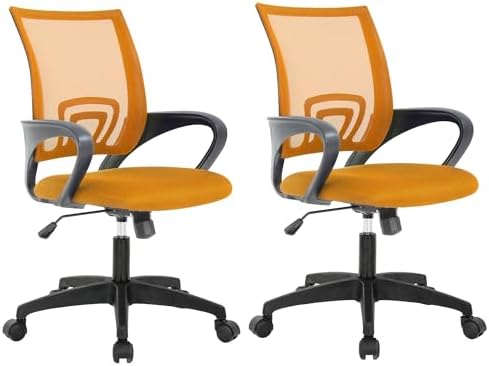 BestOffice   Ergonomic Office Chair   Mid Back Swivel Desk Chair   Breathable Backrest & Lumbar Support   Adjustable Height   Sponge Seat   Rolling Wheels   Dark Black   for Adults & Women