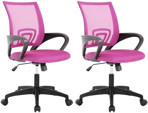 BestOffice   Ergonomic Office Chair   Mid Back Swivel Desk Chair   Breathable Backrest & Lumbar Support   Adjustable Height   Sponge Seat   Rolling Wheels   Dark Black   for Adults & Women