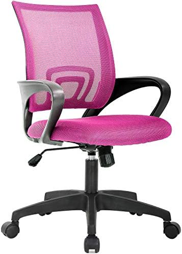 BestOffice   Ergonomic Office Chair   Mid Back Swivel Desk Chair   Breathable Backrest & Lumbar Support   Adjustable Height   Sponge Seat   Rolling Wheels   Dark Black   for Adults & Women
