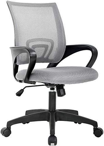 BestOffice   Ergonomic Office Chair   Mid Back Swivel Desk Chair   Breathable Backrest & Lumbar Support   Adjustable Height   Sponge Seat   Rolling Wheels   Dark Black   for Adults & Women