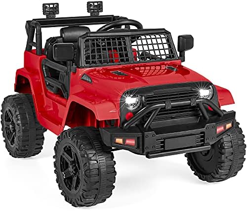 Best Choice Products 12V Kids Ride On Truck Car w/Parent Remote Control  Spring Suspension  LED Lights  AUX Port   Red