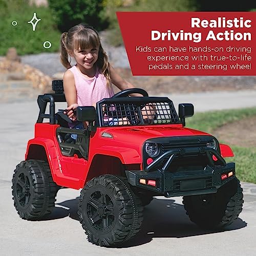 Best Choice Products 12V Kids Ride On Truck Car w/Parent Remote Control  Spring Suspension  LED Lights  AUX Port   Red