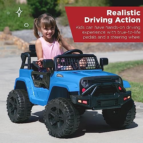 Best Choice Products 12V Kids Ride On Truck Car w/Parent Remote Control  Spring Suspension  LED Lights  AUX Port   Red