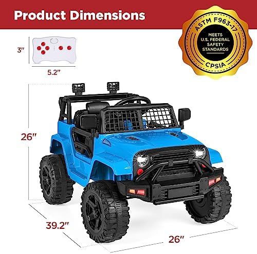 Best Choice Products 12V Kids Ride On Truck Car w/Parent Remote Control  Spring Suspension  LED Lights  AUX Port   Red