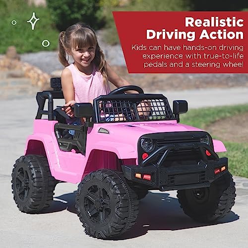 Best Choice Products 12V Kids Ride On Truck Car w/Parent Remote Control  Spring Suspension  LED Lights  AUX Port   Red