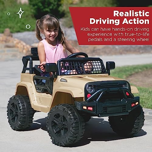 Best Choice Products 12V Kids Ride On Truck Car w/Parent Remote Control  Spring Suspension  LED Lights  AUX Port   Red