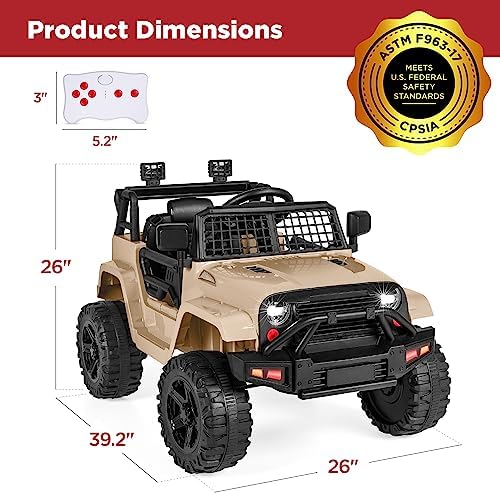 Best Choice Products 12V Kids Ride On Truck Car w/Parent Remote Control  Spring Suspension  LED Lights  AUX Port   Red