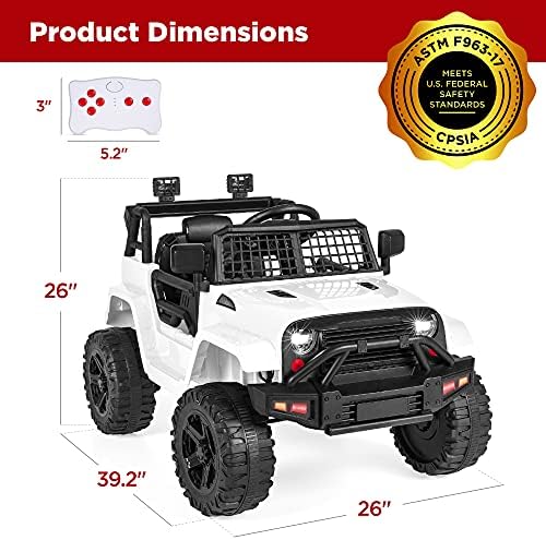 Best Choice Products 12V Kids Ride On Truck Car w/Parent Remote Control  Spring Suspension  LED Lights  AUX Port   Red