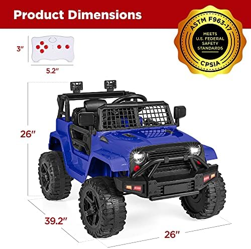 Best Choice Products 12V Kids Ride On Truck Car w/Parent Remote Control  Spring Suspension  LED Lights  AUX Port   Red