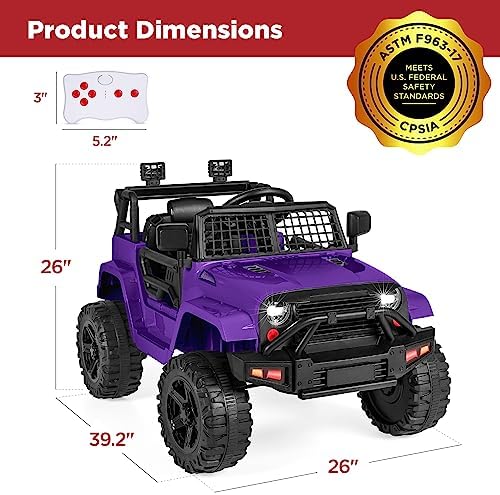 Best Choice Products 12V Kids Ride On Truck Car w/Parent Remote Control  Spring Suspension  LED Lights  AUX Port   Red