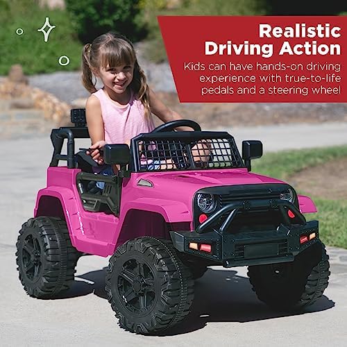 Best Choice Products 12V Kids Ride On Truck Car w/Parent Remote Control  Spring Suspension  LED Lights  AUX Port   Red