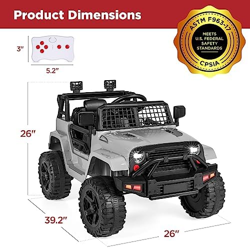 Best Choice Products 12V Kids Ride On Truck Car w/Parent Remote Control  Spring Suspension  LED Lights  AUX Port   Red
