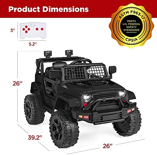 Best Choice Products 12V Kids Ride On Truck Car w/Parent Remote Control  Spring Suspension  LED Lights  AUX Port   Red
