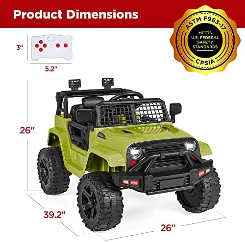 Best Choice Products 12V Kids Ride On Truck Car w/Parent Remote Control  Spring Suspension  LED Lights  AUX Port   Red