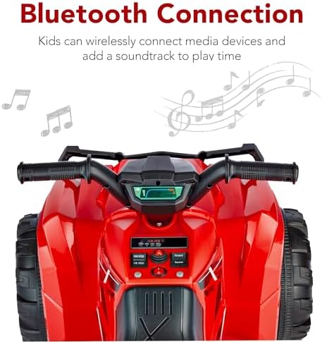 Best Choice Products 12V Kids Ride On Electric ATV  4 Wheeler Quad Car Toy w/Bluetooth Audio  2 4mph Max Speed  Treaded Tires  LED Headlights  Radio   Red