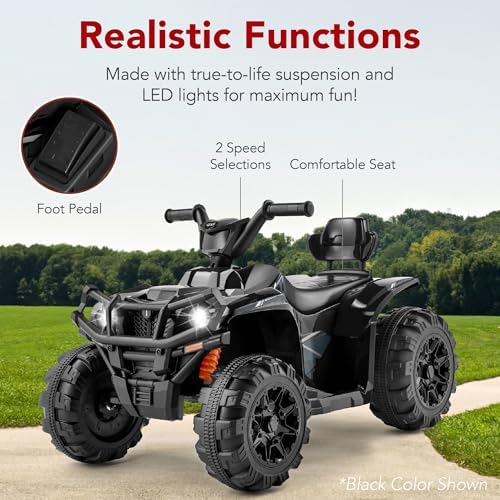 Best Choice Products 12V Kids Ride On Electric ATV  4 Wheeler Quad Car Toy w/Bluetooth Audio  2 4mph Max Speed  Treaded Tires  LED Headlights  Radio   Red
