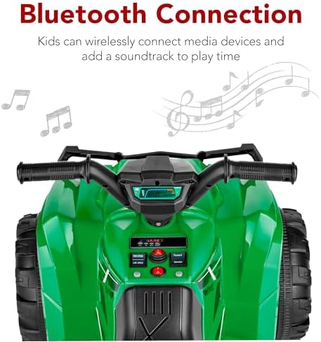 Best Choice Products 12V Kids Ride On Electric ATV  4 Wheeler Quad Car Toy w/Bluetooth Audio  2 4mph Max Speed  Treaded Tires  LED Headlights  Radio   Red