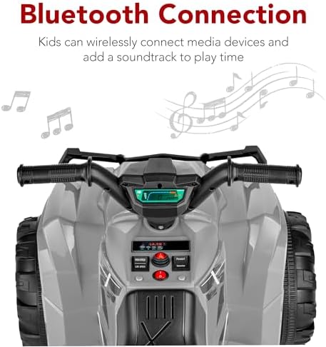 Best Choice Products 12V Kids Ride On Electric ATV  4 Wheeler Quad Car Toy w/Bluetooth Audio  2 4mph Max Speed  Treaded Tires  LED Headlights  Radio   Red