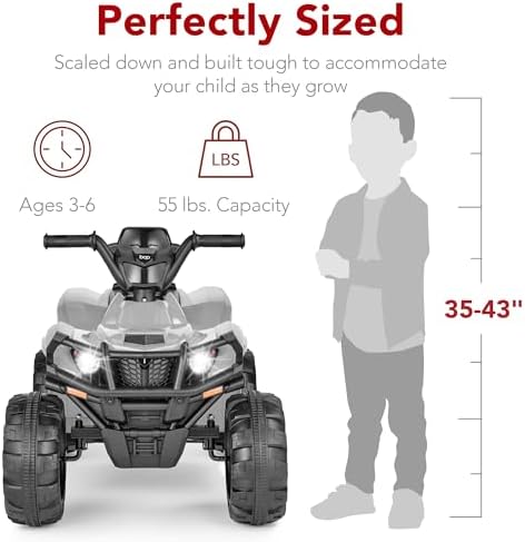 Best Choice Products 12V Kids Ride On Electric ATV  4 Wheeler Quad Car Toy w/Bluetooth Audio  2 4mph Max Speed  Treaded Tires  LED Headlights  Radio   Red