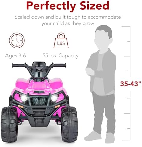 Best Choice Products 12V Kids Ride On Electric ATV  4 Wheeler Quad Car Toy w/Bluetooth Audio  2 4mph Max Speed  Treaded Tires  LED Headlights  Radio   Red