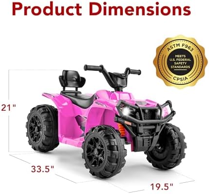 Best Choice Products 12V Kids Ride On Electric ATV  4 Wheeler Quad Car Toy w/Bluetooth Audio  2 4mph Max Speed  Treaded Tires  LED Headlights  Radio   Red