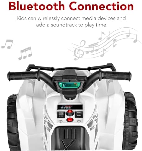 Best Choice Products 12V Kids Ride On Electric ATV  4 Wheeler Quad Car Toy w/Bluetooth Audio  2 4mph Max Speed  Treaded Tires  LED Headlights  Radio   Red