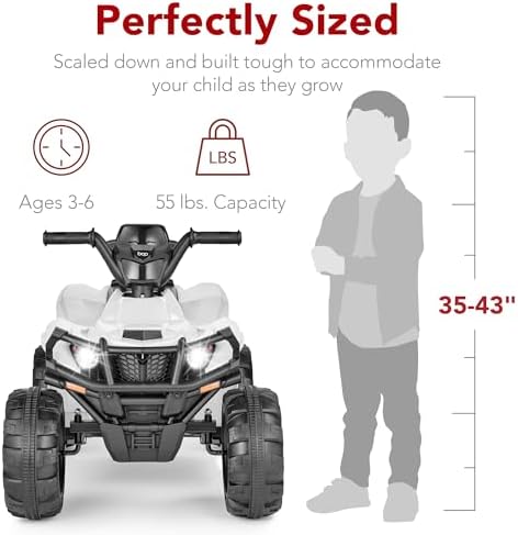 Best Choice Products 12V Kids Ride On Electric ATV  4 Wheeler Quad Car Toy w/Bluetooth Audio  2 4mph Max Speed  Treaded Tires  LED Headlights  Radio   Red